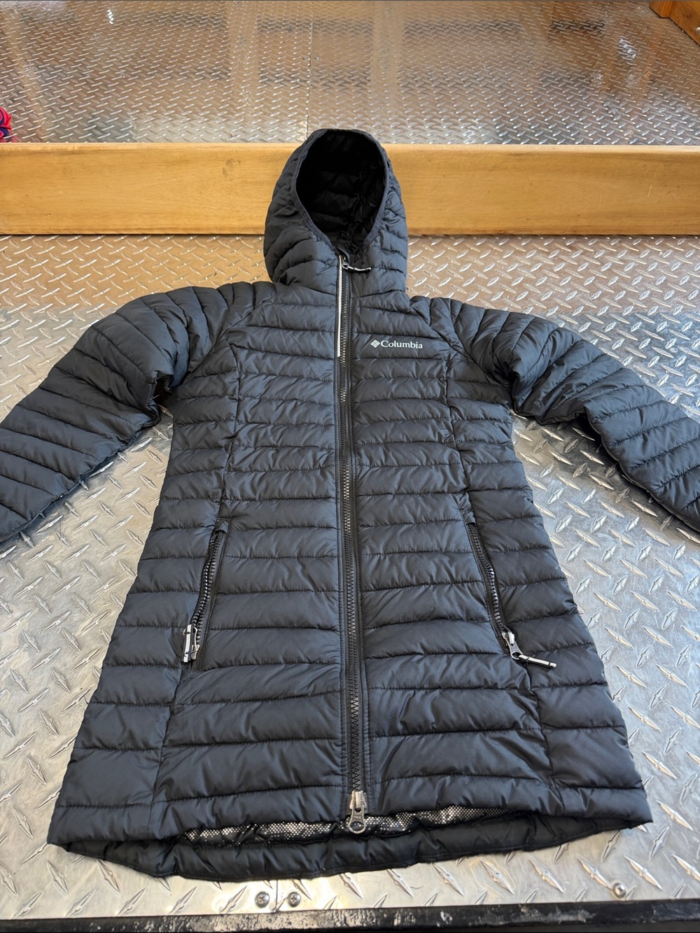 Columbia Black Quilted Hooded Packable Coat